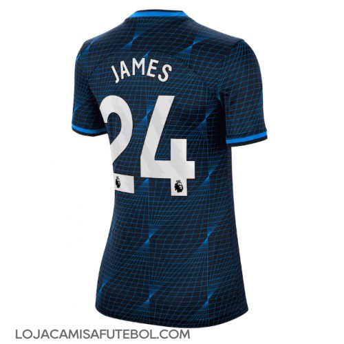 Camisa de Futebol Chelsea Reece James #24 Equipamento Secundário Mulheres 2023-24 Manga Curta